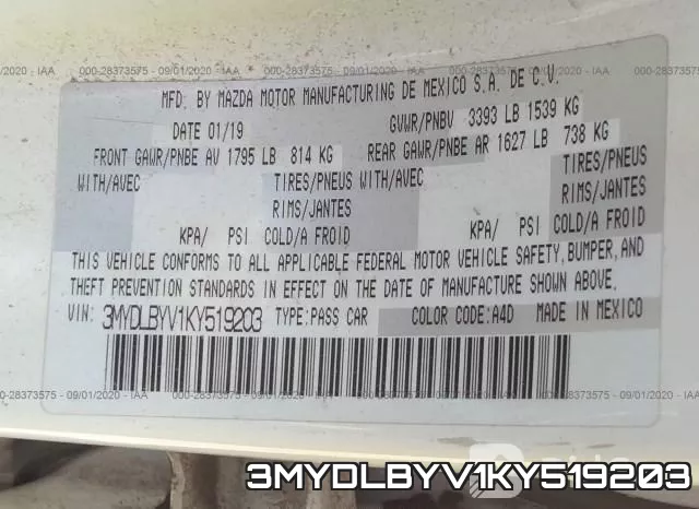 3MYDLBYV1KY519203 фото 10
