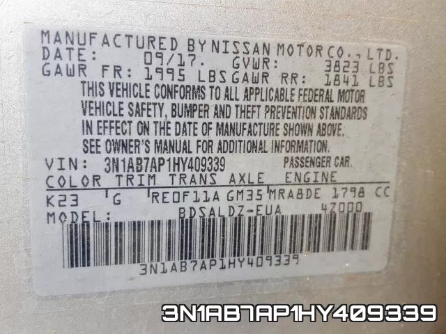3N1AB7AP1HY409339 фото 2