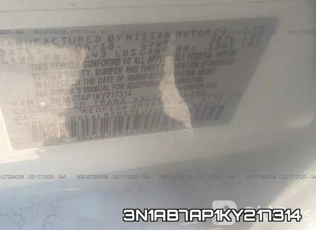 3N1AB7AP1KY217314 фото 10