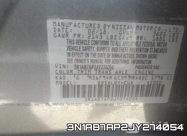 3N1AB7AP2JY274054 фото 10