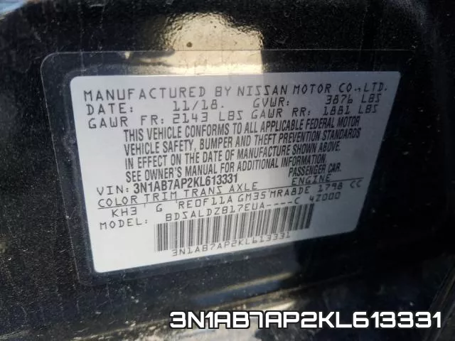 3N1AB7AP2KL613331 фото 2