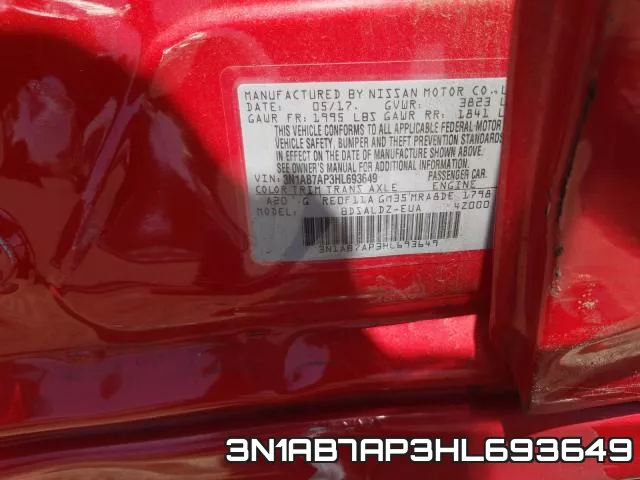 3N1AB7AP3HL693649 фото 2