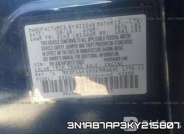 3N1AB7AP3KY215807 фото 10