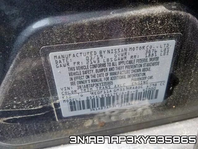 3N1AB7AP3KY335865 фото 2