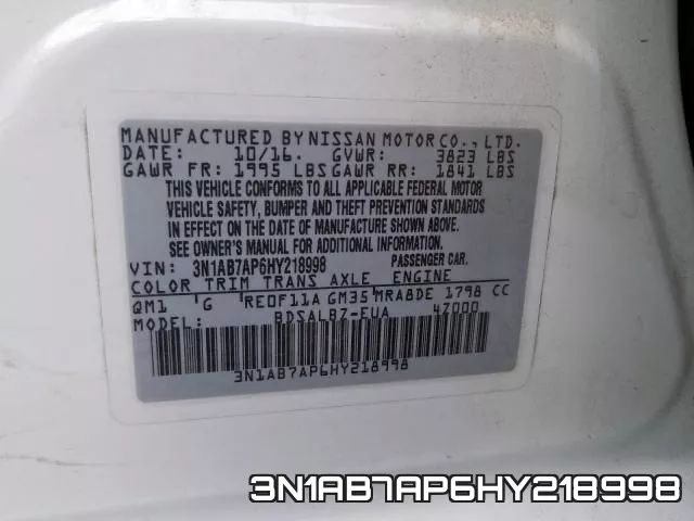 3N1AB7AP6HY218998 фото 2