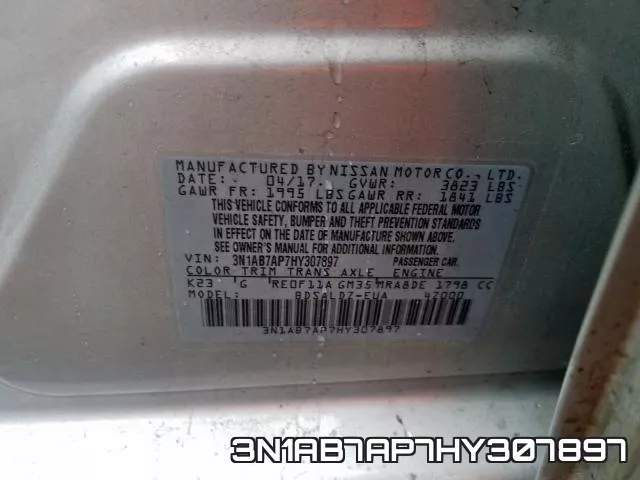 3N1AB7AP7HY307897 фото 2