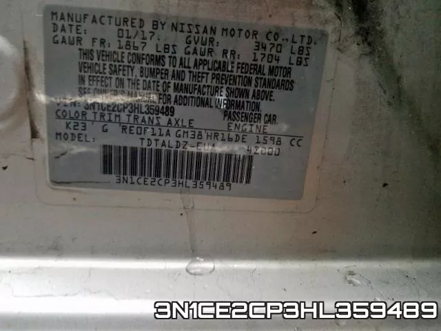 3N1CE2CP3HL359489 фото 2