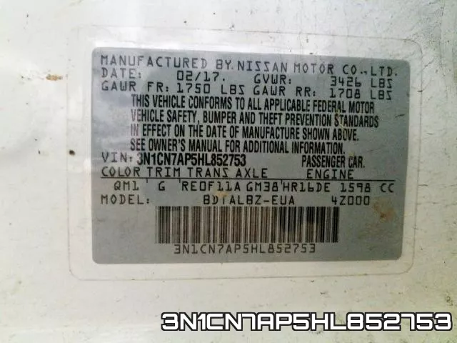 3N1CN7AP5HL852753 фото 2