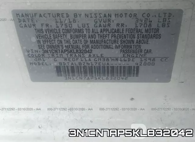3N1CN7AP5KL832042 фото 10