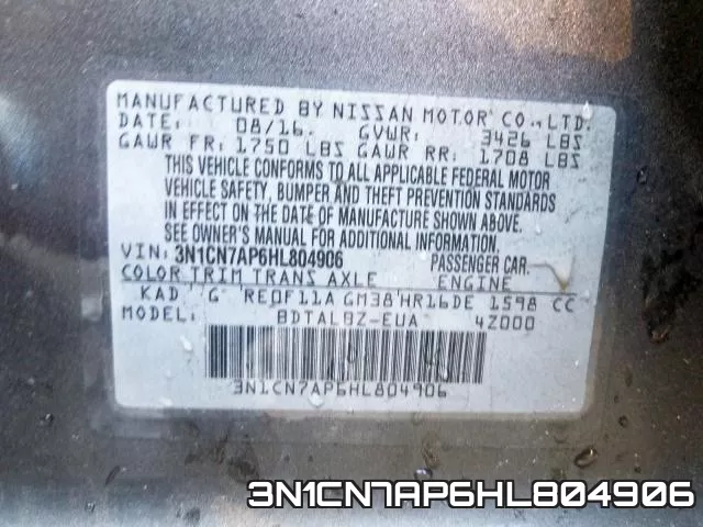 3N1CN7AP6HL804906 фото 2