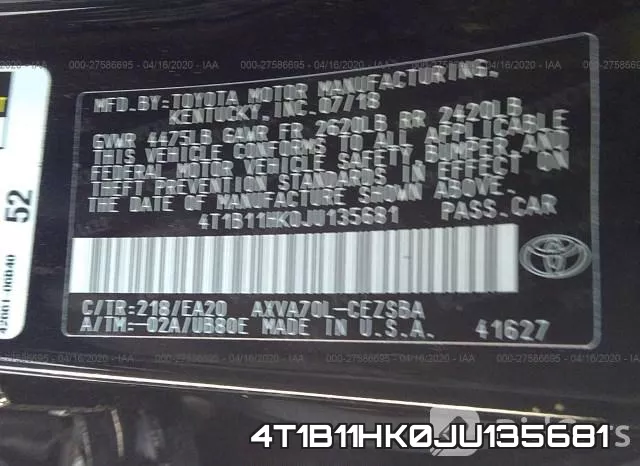 4T1B11HK0JU135681 фото 10