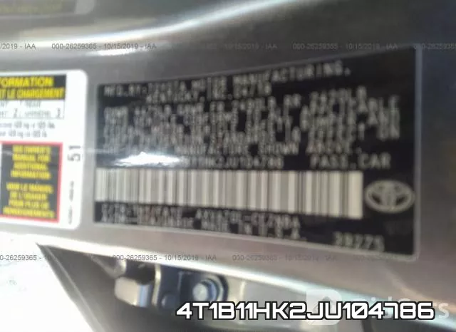 4T1B11HK2JU104786 фото 10