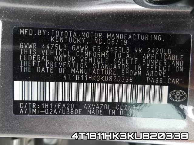 4T1B11HK3KU820338 фото 2