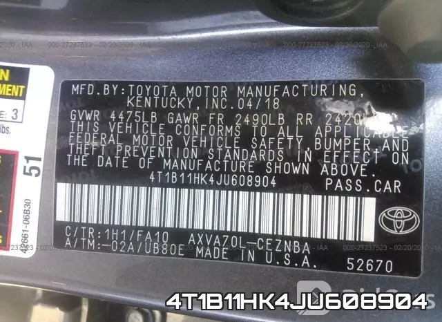 4T1B11HK4JU608904 фото 10