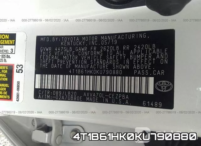 4T1B61HK0KU790880 фото 10