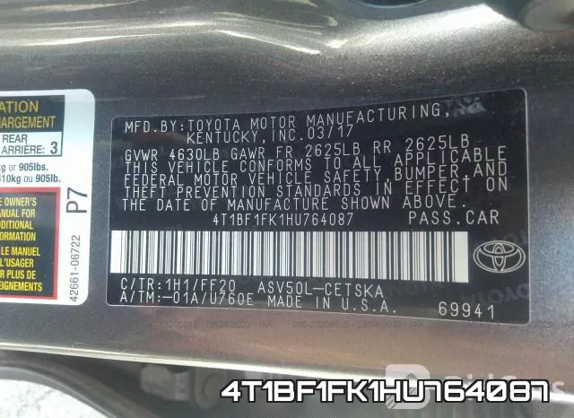 4T1BF1FK1HU764087 фото 10