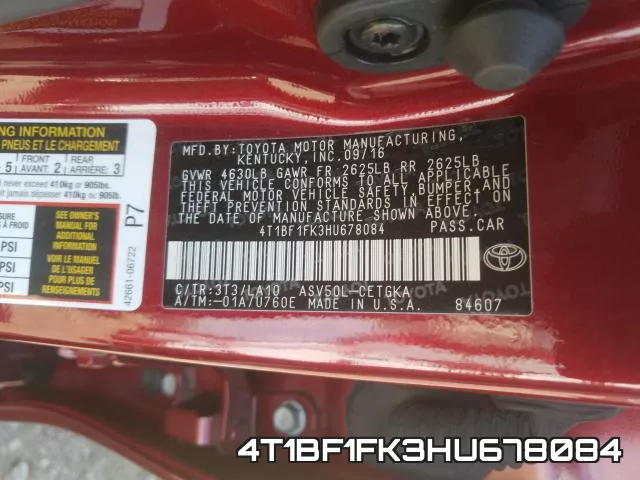 4T1BF1FK3HU678084 фото 2