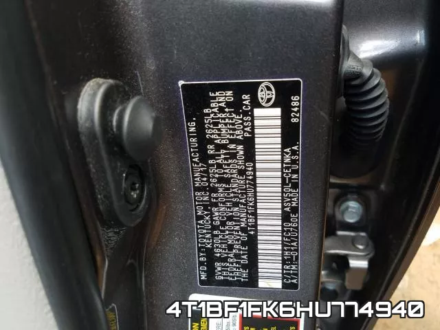 4T1BF1FK6HU774940 фото 2