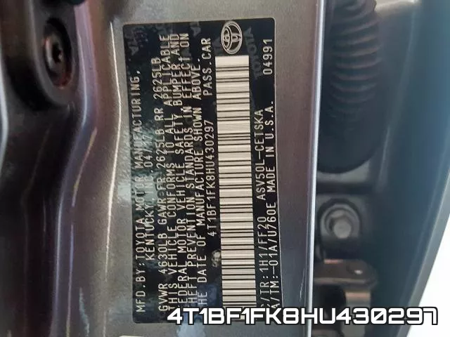4T1BF1FK8HU430297 фото 2