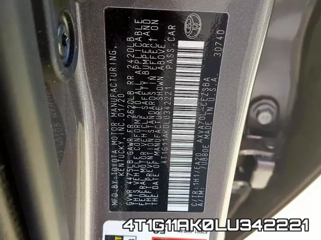 4T1G11AK0LU342221 фото 2