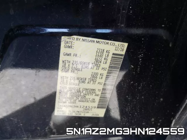 5N1AZ2MG3HN124559 фото 2