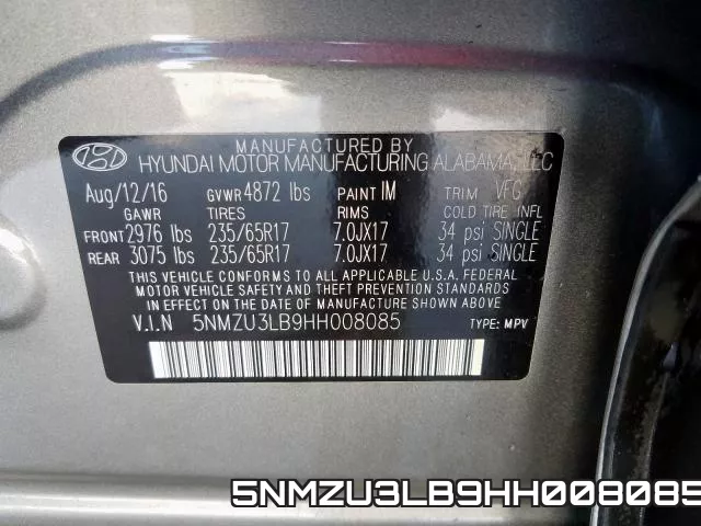 5NMZU3LB9HH008085 фото 2