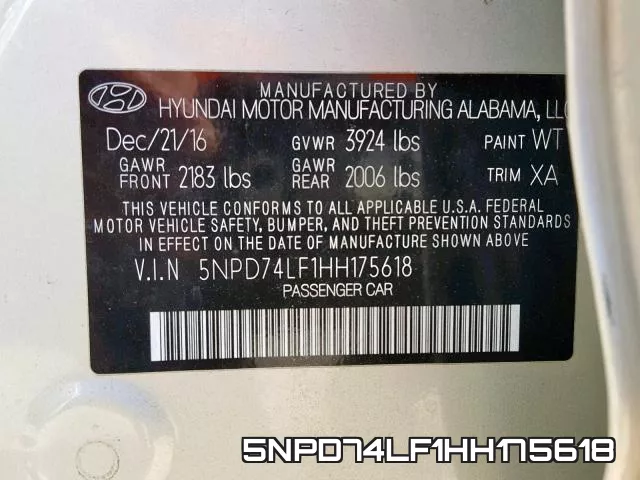 5NPD74LF1HH175618 фото 2
