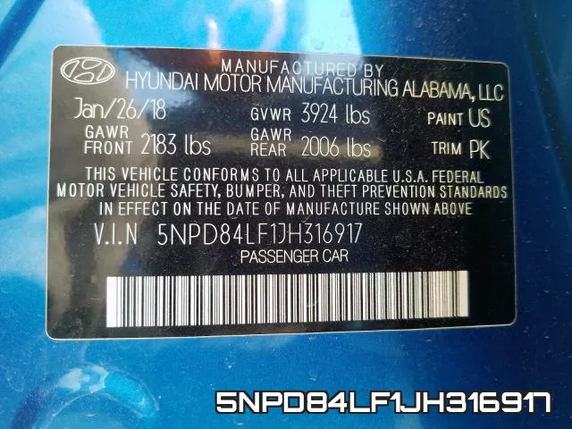 5NPD84LF1JH316917 фото 2