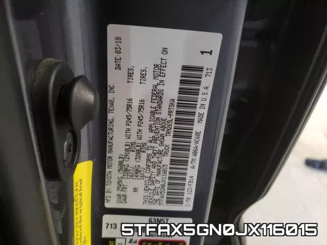 5TFAX5GN0JX116015 фото 2