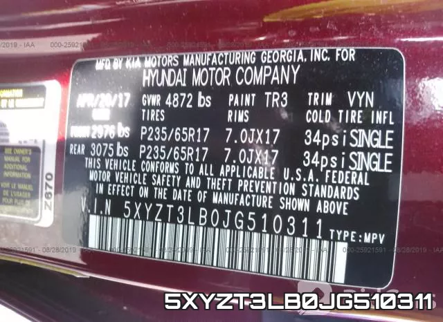 5XYZT3LB0JG510311 фото 10
