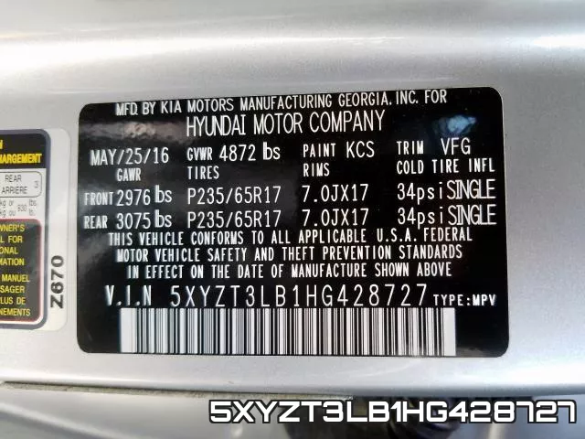 5XYZT3LB1HG428727 фото 2