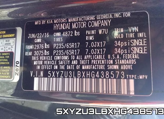 5XYZU3LBXHG438573 фото 10