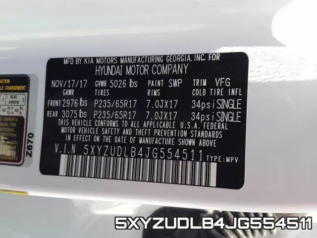 5XYZUDLB4JG554511 фото 2