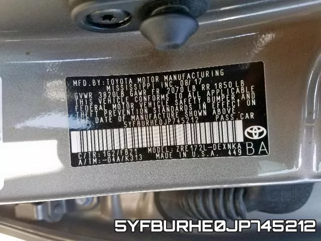 5YFBURHE0JP745212 фото 2