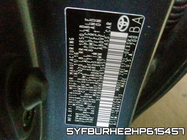 5YFBURHE2HP615457 фото 2