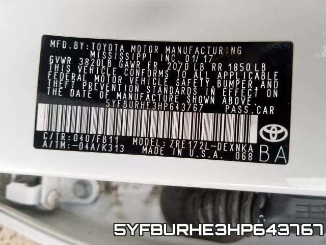5YFBURHE3HP643767 фото 2