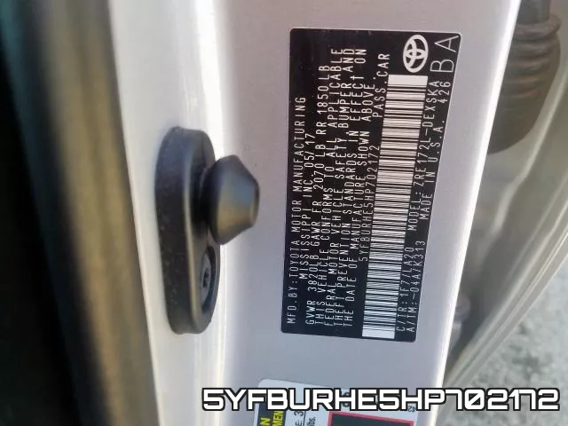 5YFBURHE5HP702172 фото 2