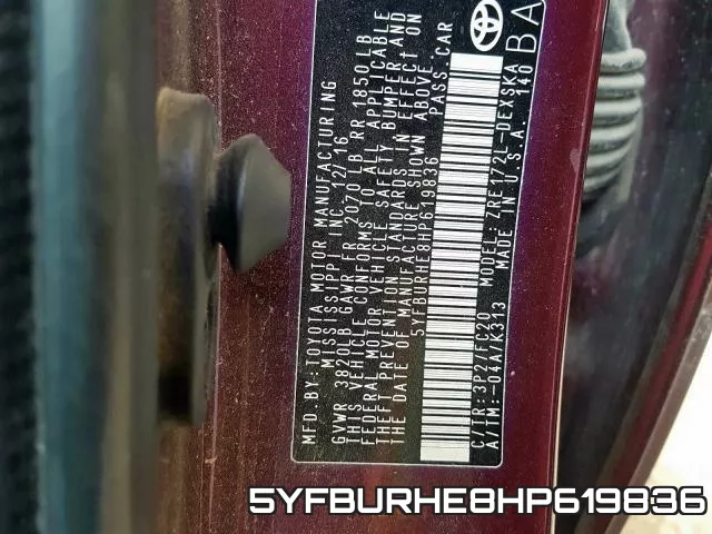 5YFBURHE8HP619836 фото 2
