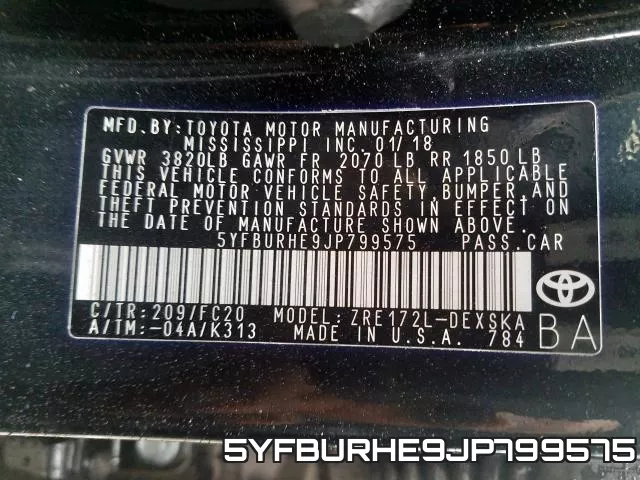 5YFBURHE9JP799575 фото 2