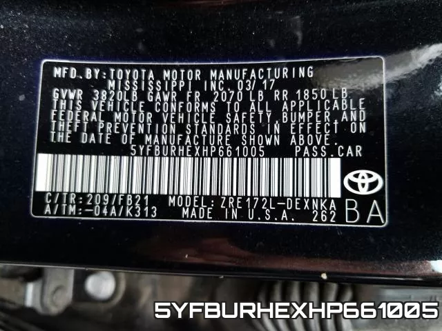 5YFBURHEXHP661005 фото 2