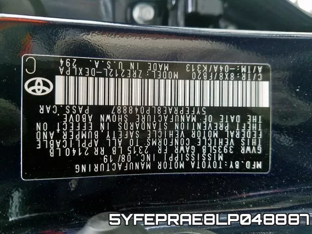 5YFEPRAE8LP048887 фото 2
