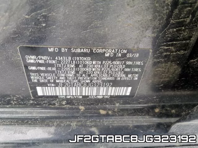 JF2GTABC8JG323192 фото 2