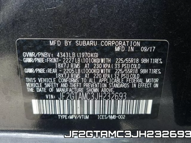 JF2GTAMC3JH232693 фото 2