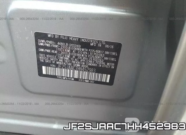 JF2SJAAC7HH452983 фото 10
