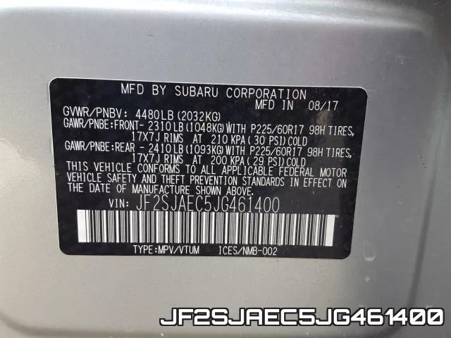JF2SJAEC5JG461400 фото 2