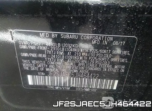 JF2SJAEC5JH464422 фото 10