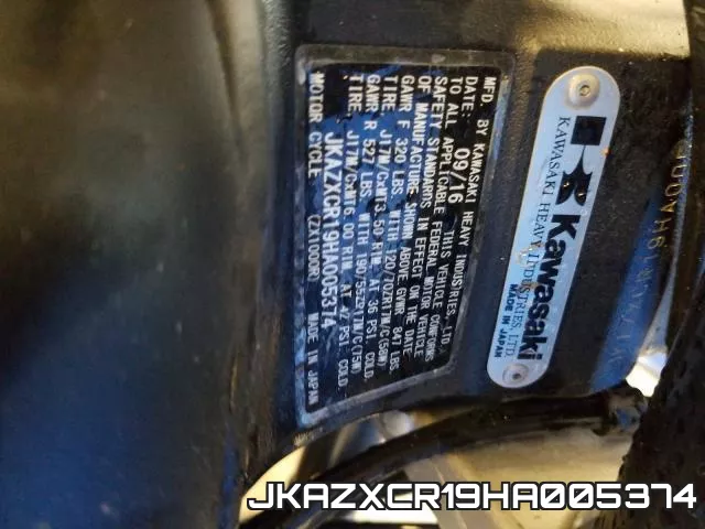 JKAZXCR19HA005374 фото 2