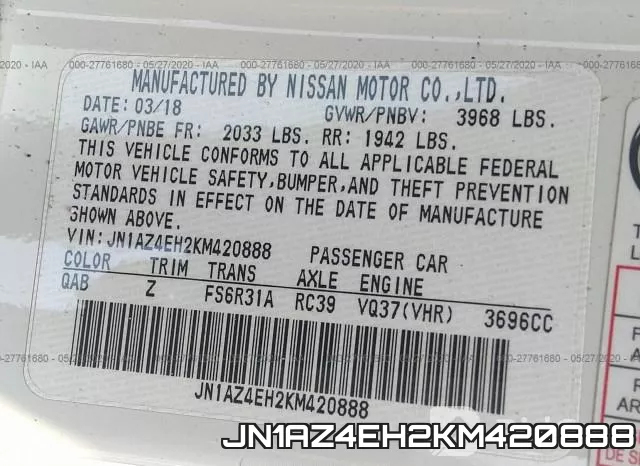 JN1AZ4EH2KM420888 фото 10