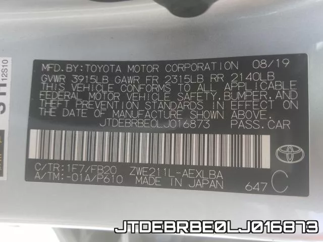 JTDEBRBE0LJ016873 фото 2