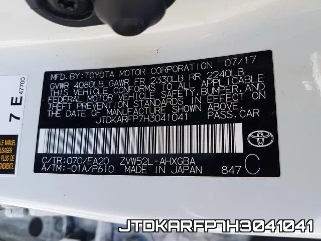 JTDKARFP7H3041041 фото 2